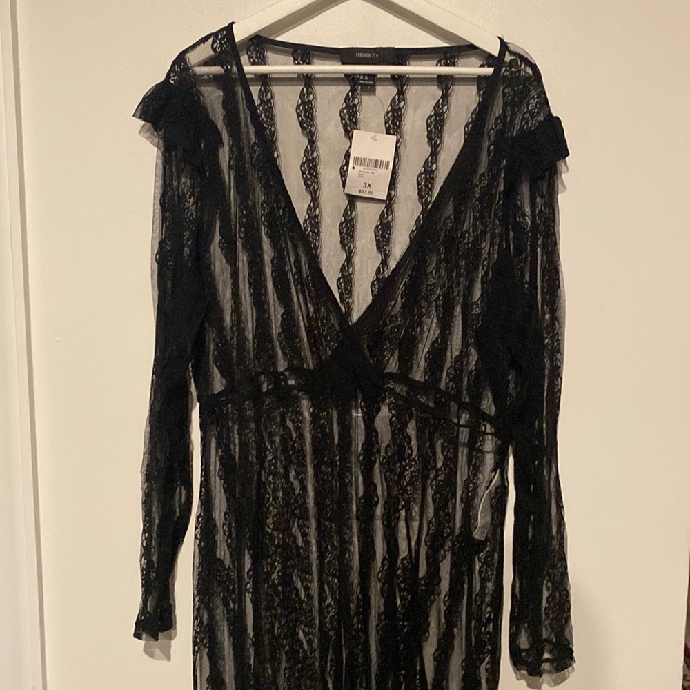 FOREVER 21 Long Sleeve Sheer Maxi Dress